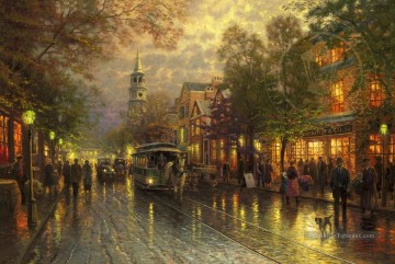 Paysage urbain œuvres - Evening on the Avenue TK cityscape